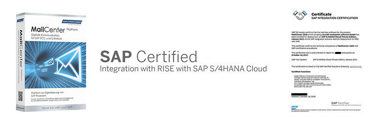 Certificado de integración SAP - MailCenter de munich enterprise software GmbH