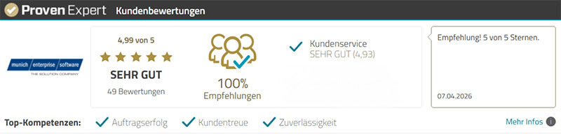 Kundenbewertungen & Erfahrungen zu munich enterprise software GmbH. Mehr Infos anzeigen.