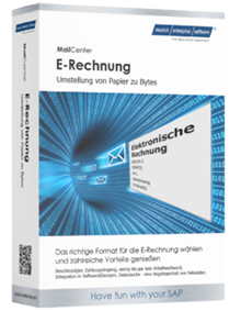 Produktverpackung der Software MailCenter E-Rechnung von munich enterprise software zur elektronischen Rechnungsverarbeitung mit SAP