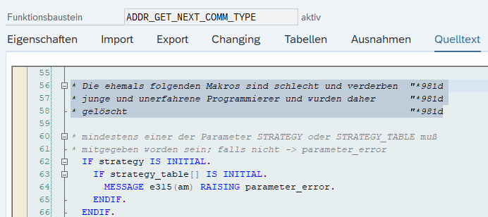 Comentario divertido sobre código SAP