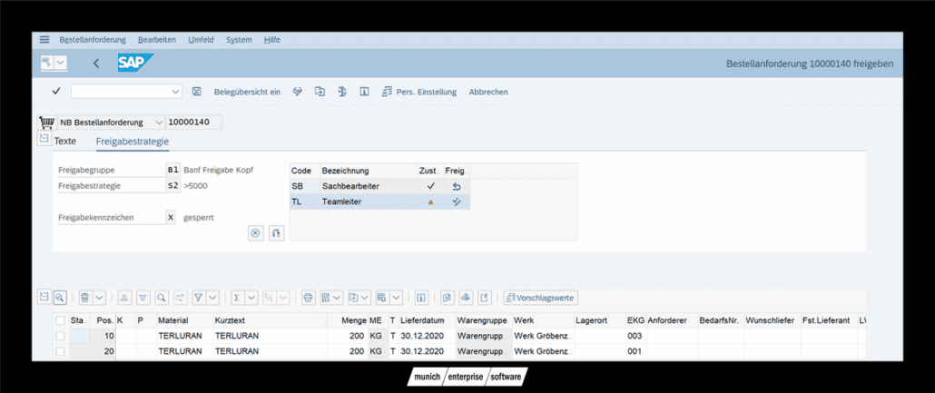 Release SAP Banf transaction ME54N