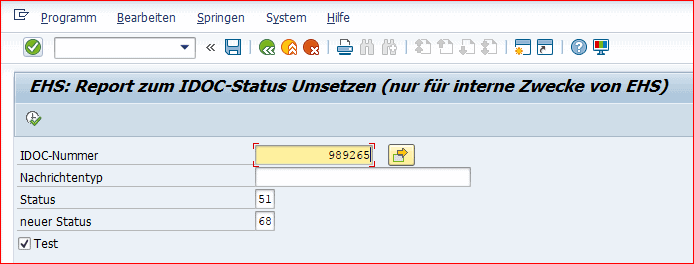 SAP IDoc Status ändern Report umsetzen Screenshot