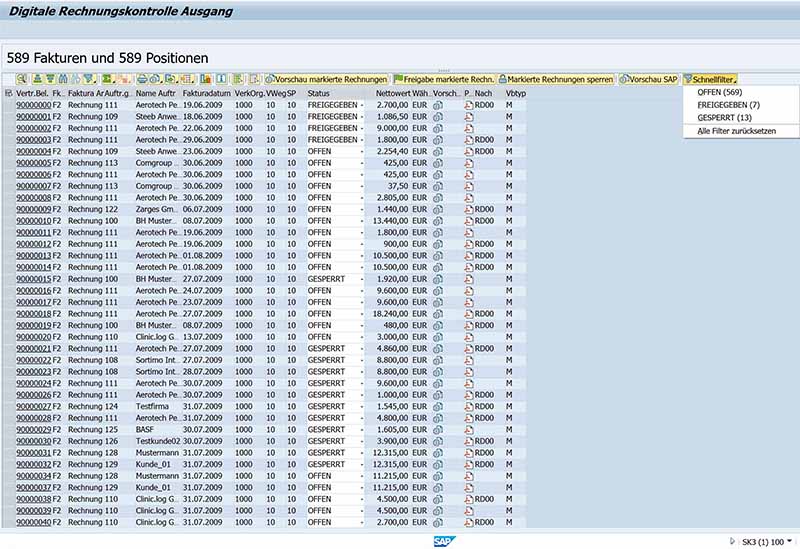 SAP Monitor Digitale Rechnungskontrolle Ausgang - munich enterprise software