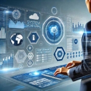 person am digitalen dashboard mit grafiken und diagrammen zur systemüberwachung und performance analyse mit sap