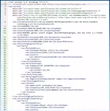 sap xrechnung xml beispiel